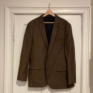 J. Crew Ludlow Slim Suit Jacket in Brown Plaid 42R